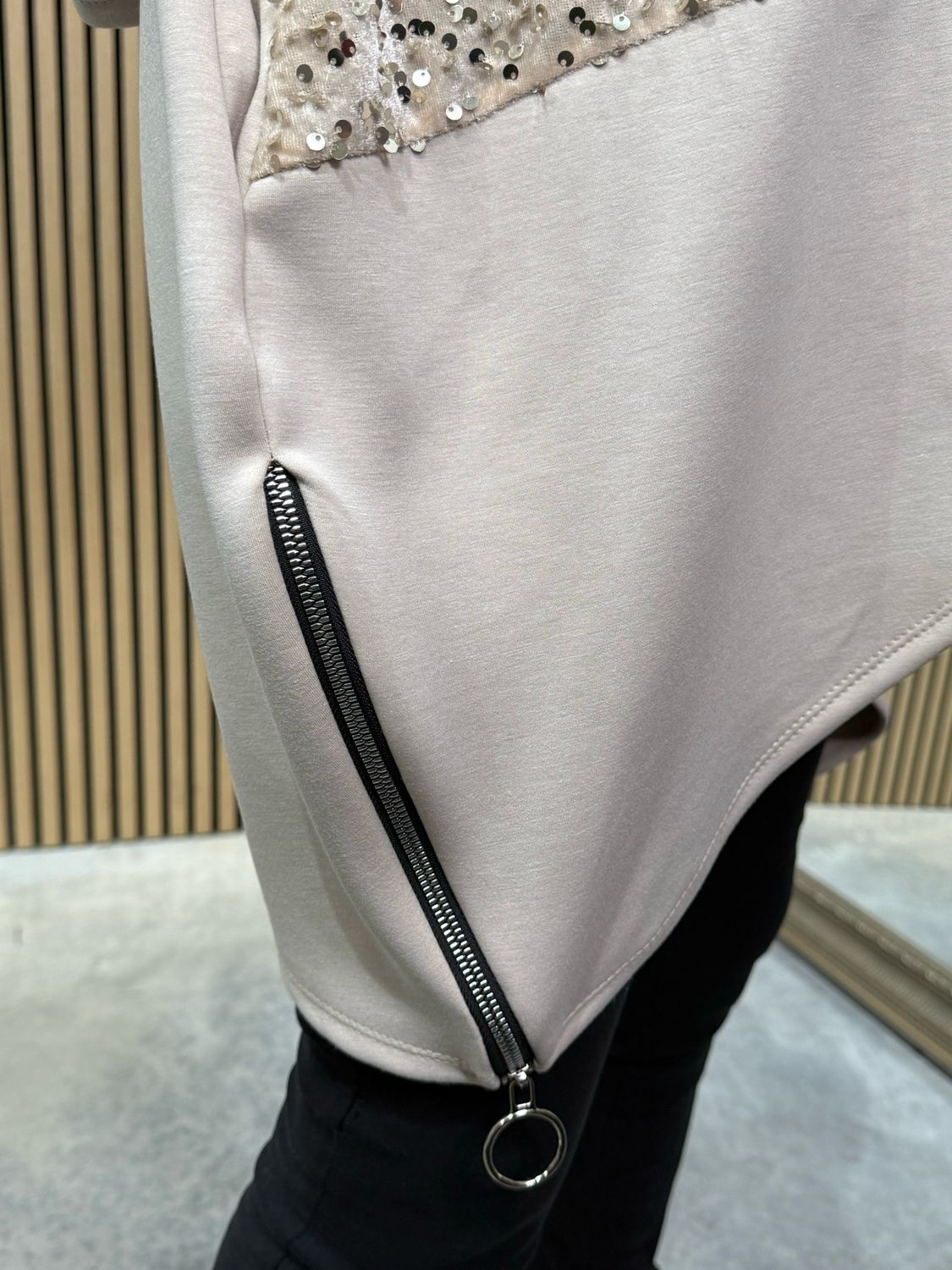 Asymmetric Sequin Jumper - Cream