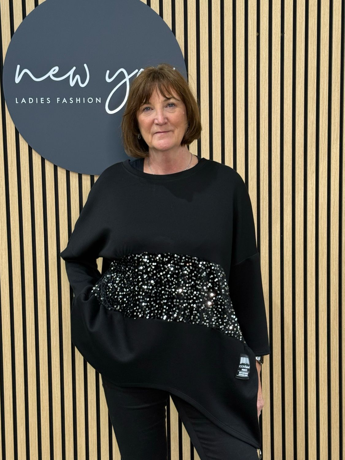 Asymmetric Sequin Jumper - Black