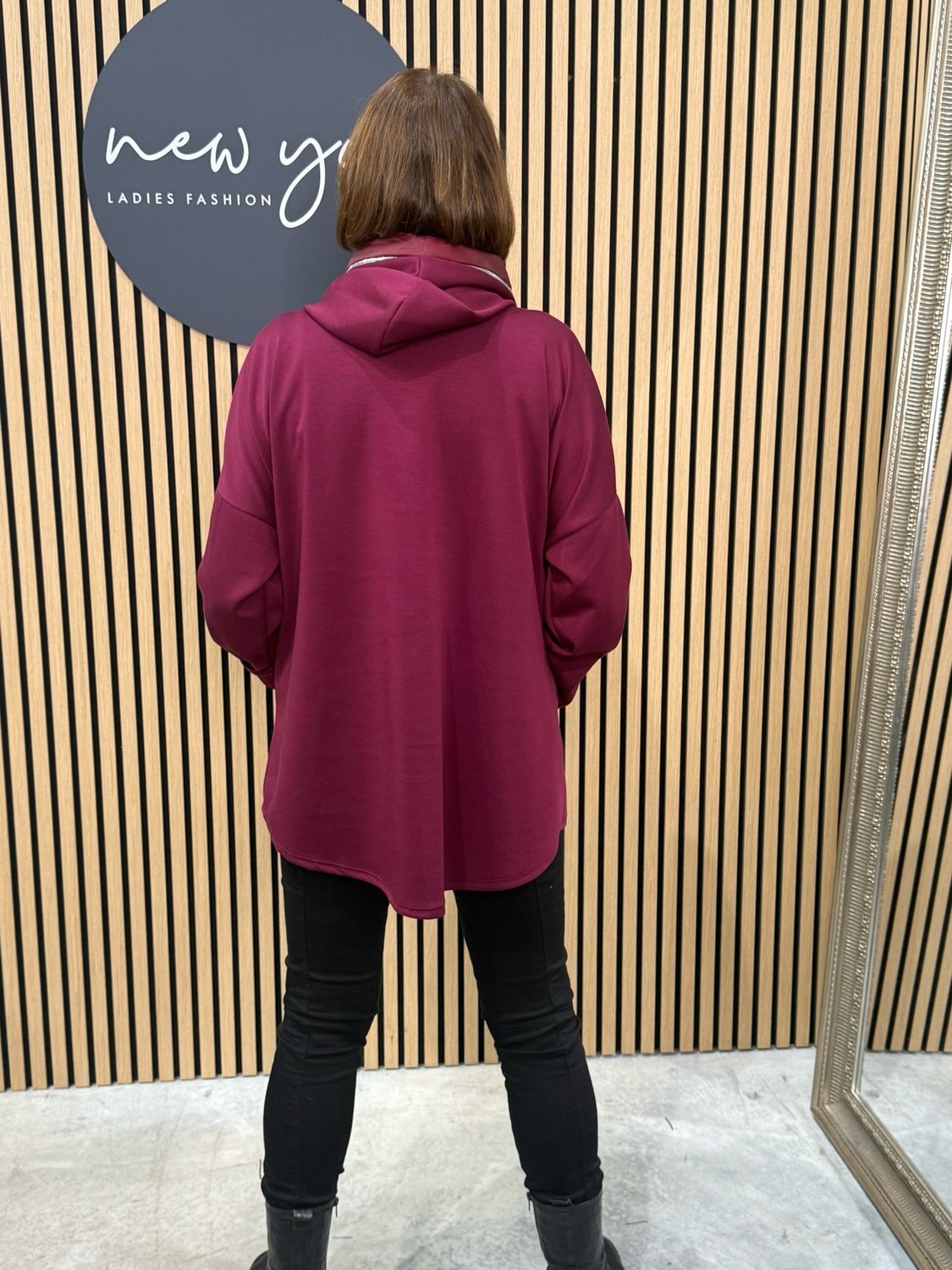 Quilted Pocket Hoodie - Burgundy