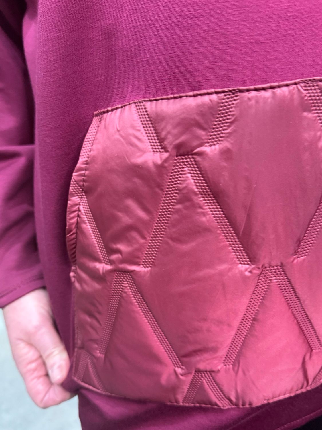 Quilted Pocket Hoodie - Burgundy