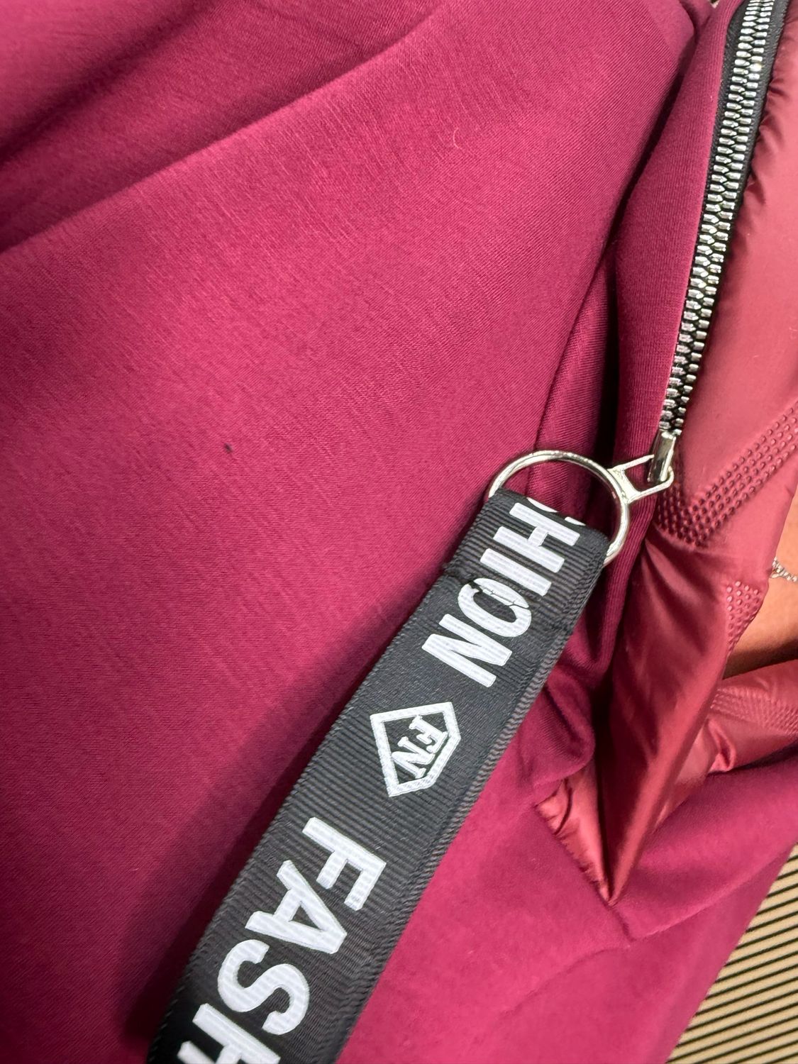 Quilted Pocket Hoodie - Burgundy