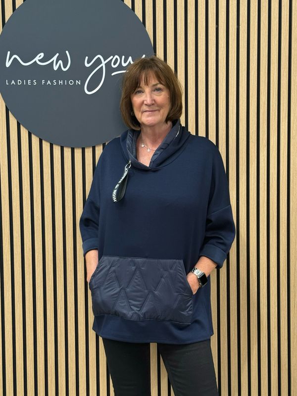 Quilted Pocket Hoodie - Navy