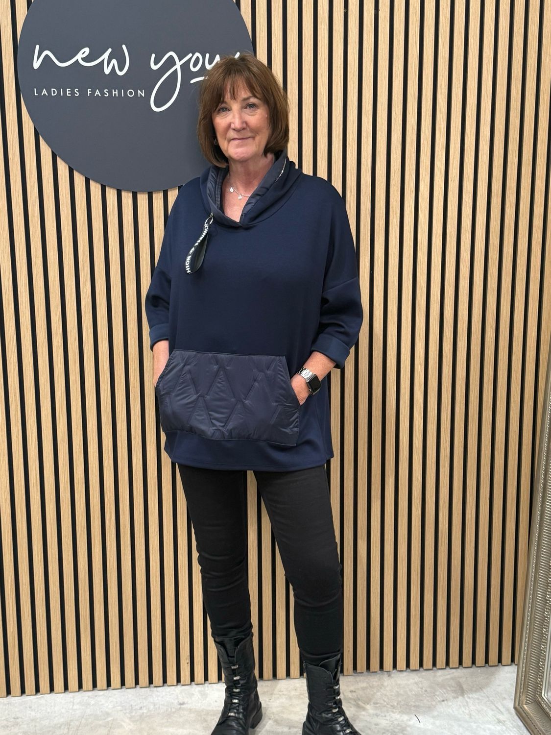 Quilted Pocket Hoodie - Navy