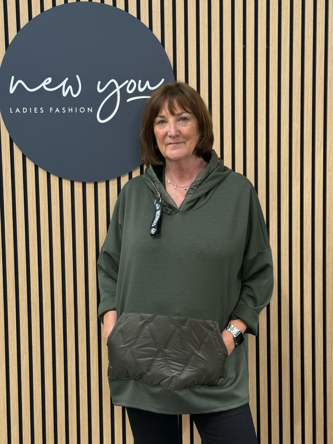 Quilted Pocket Hoodie - Khaki