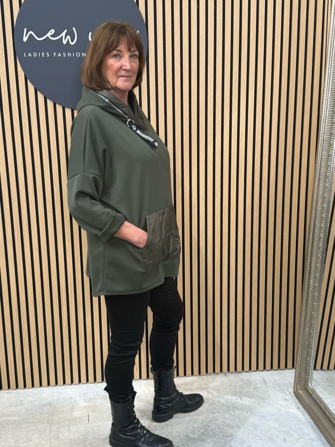 Quilted Pocket Hoodie - Khaki