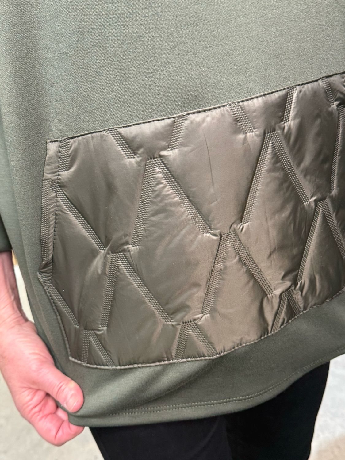 Quilted Pocket Hoodie - Khaki