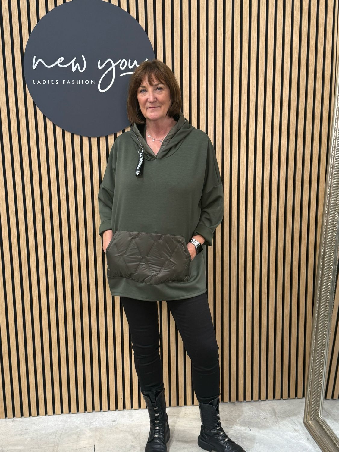 Quilted Pocket Hoodie - Khaki