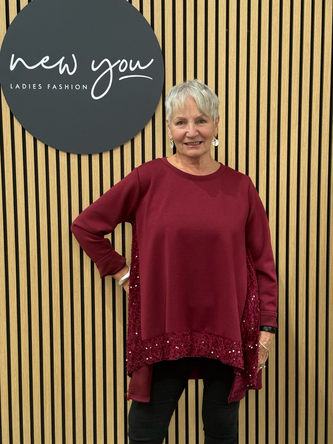 Sequin Tunic Top - Black