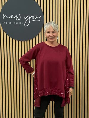 Sequin Tunic Top - Black