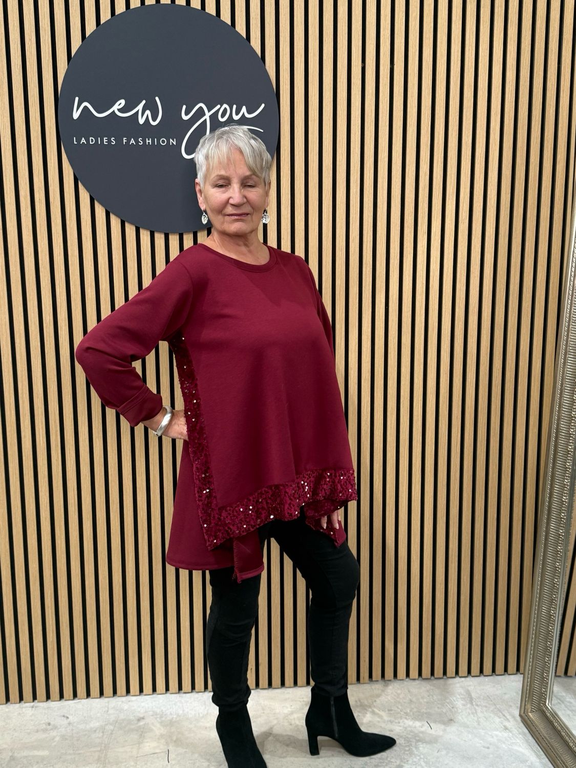 Sequin Tunic Top - Black