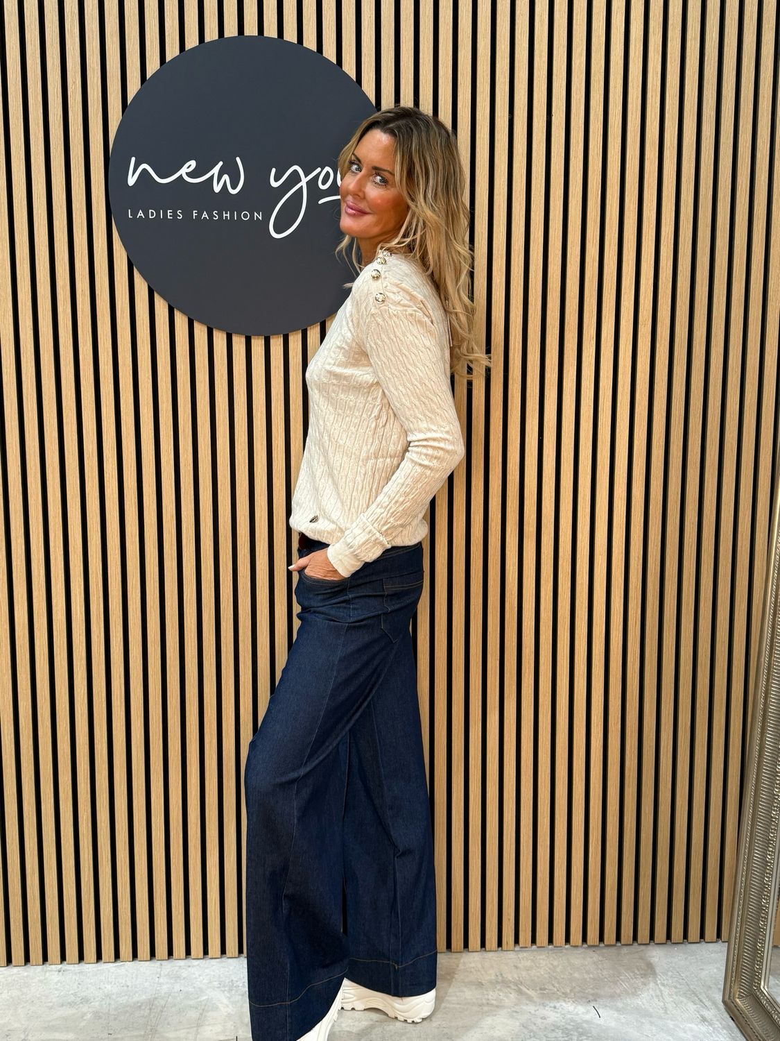 Celeste - Button Shoulder Knit Jumper - Cream