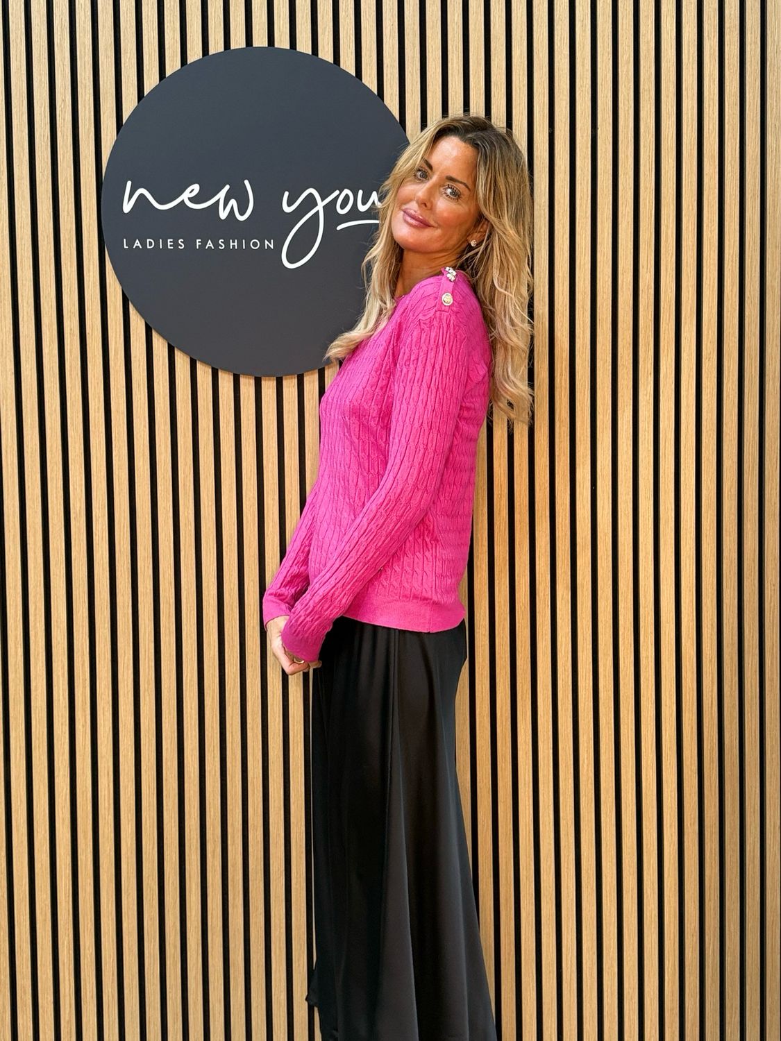 Celeste - Button Shoulder Knit Jumper - Fuchsia