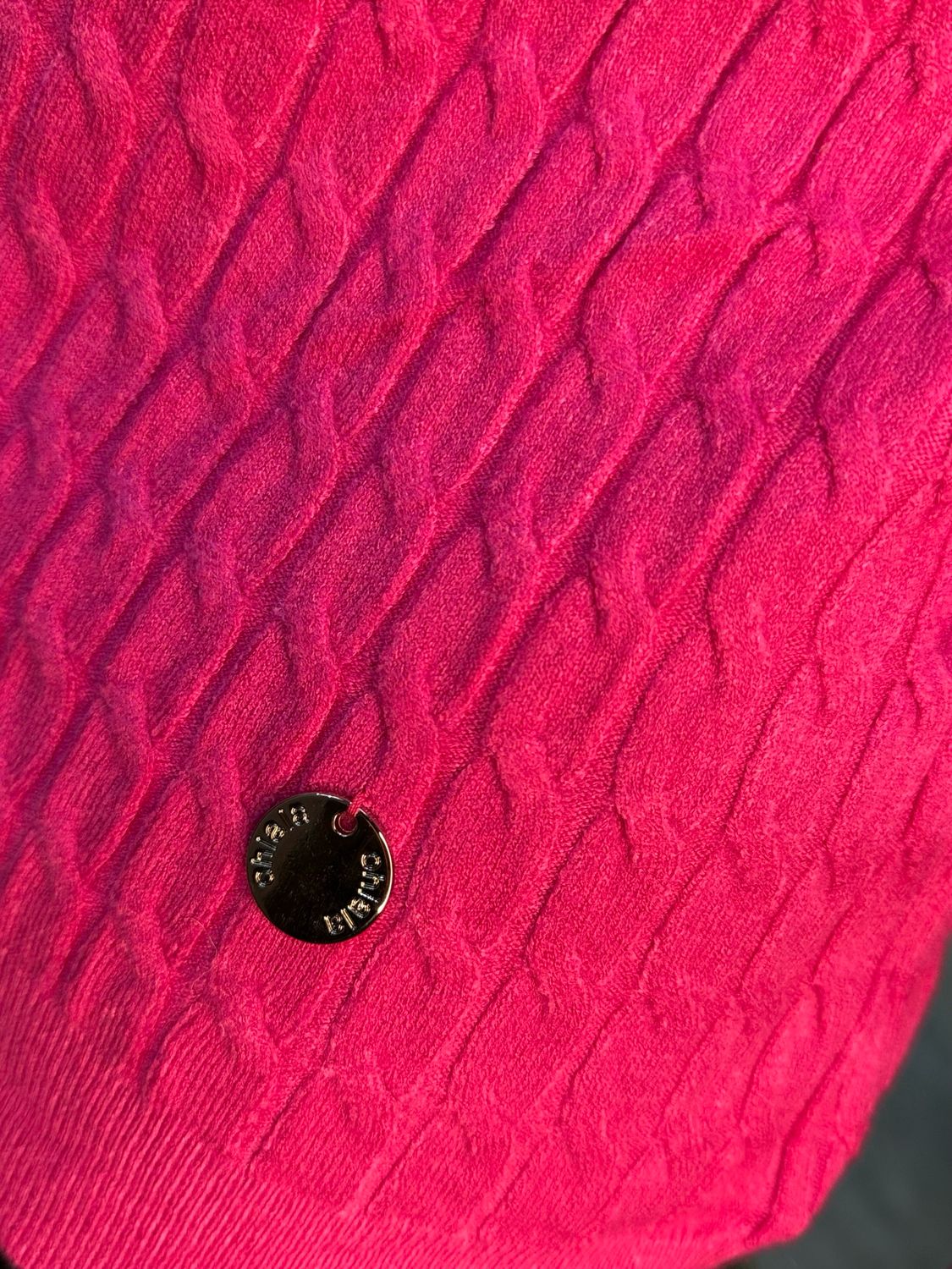 Celeste - Button Shoulder Knit Jumper - Fuchsia