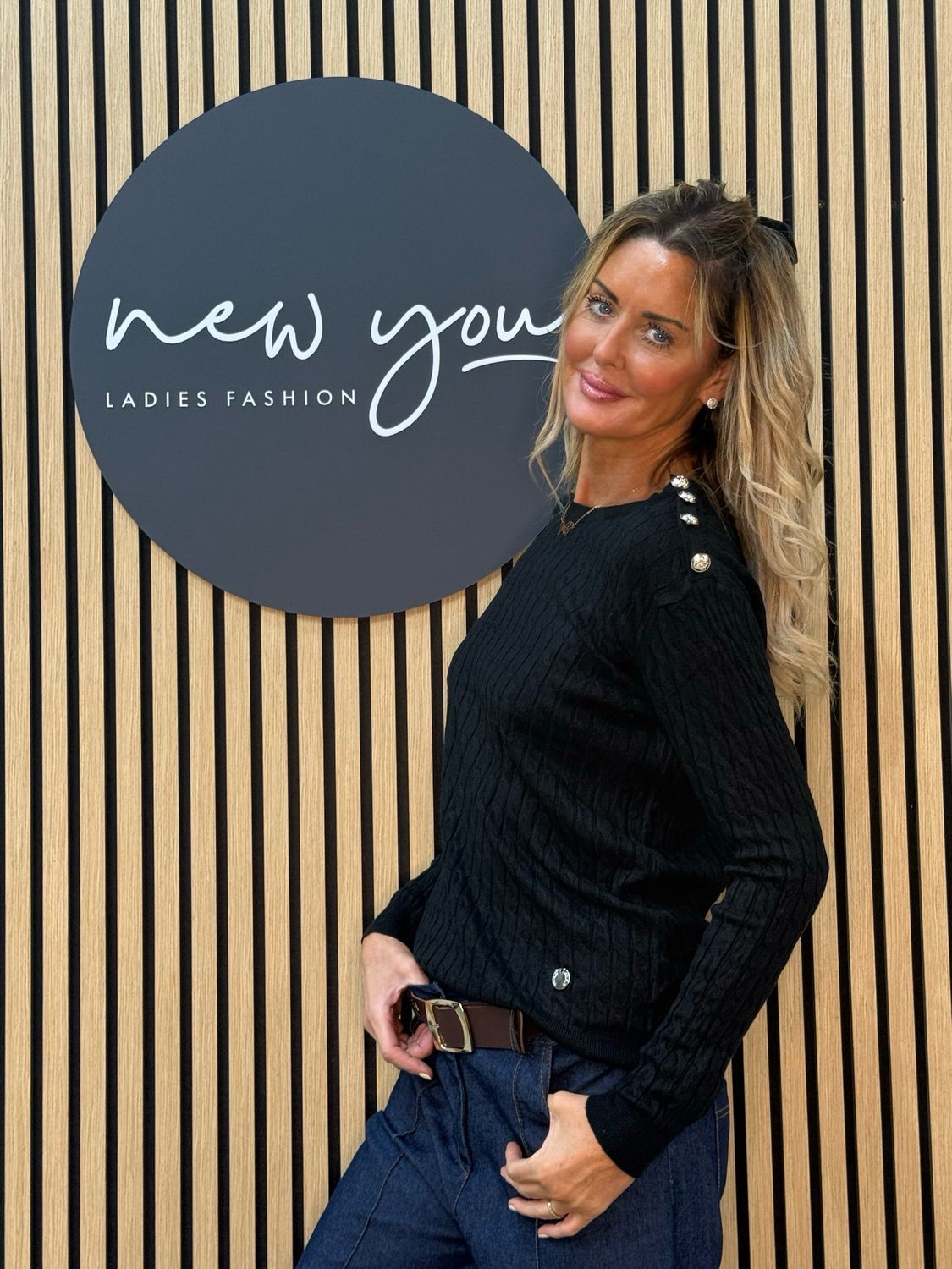 Celeste - Button Shoulder Knit Jumper - Black