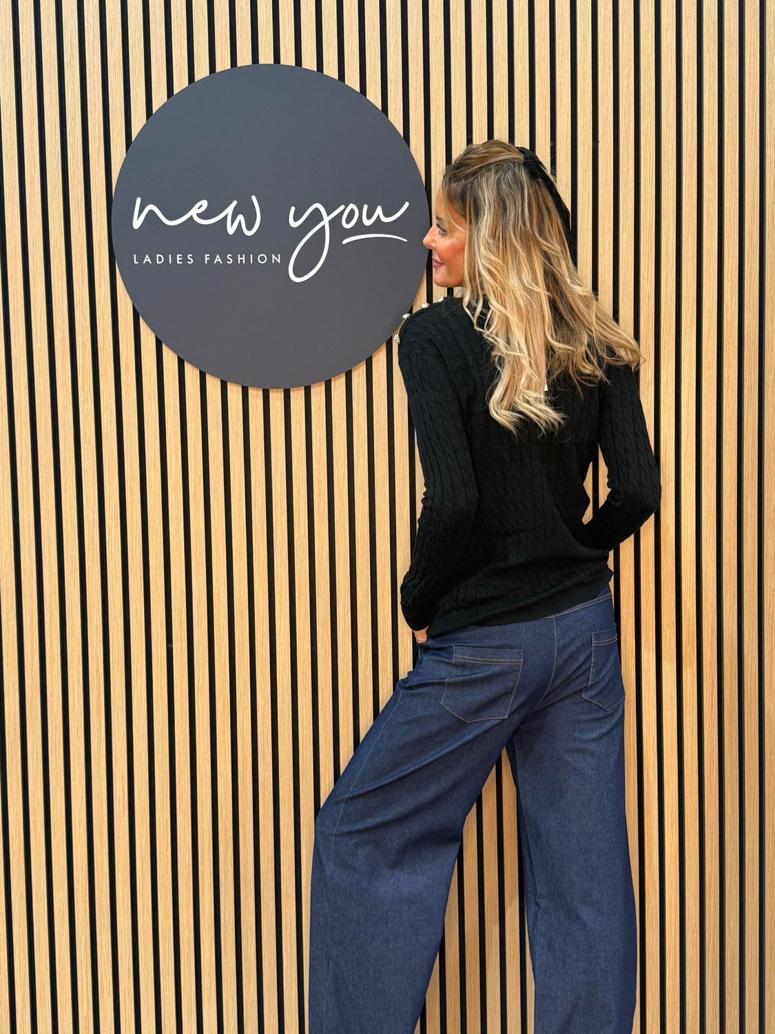 Celeste - Button Shoulder Knit Jumper - Black