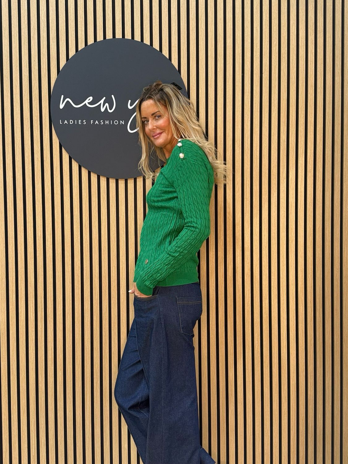 Celeste - Button Shoulder Knit Jumper - Green