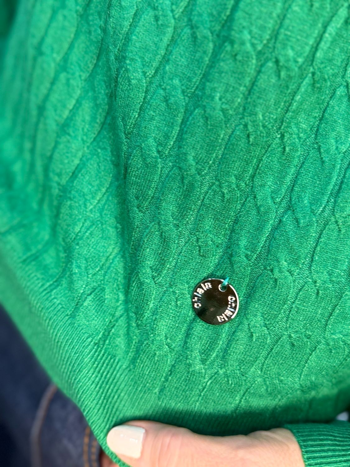 Celeste - Button Shoulder Knit Jumper - Green