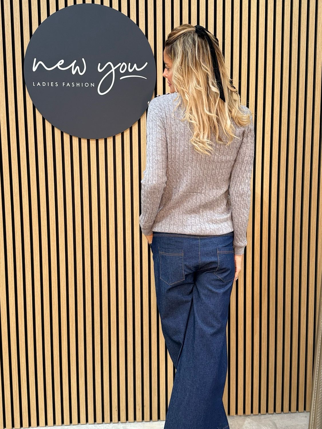 Celeste - Button Shoulder Knit Jumper - Grey