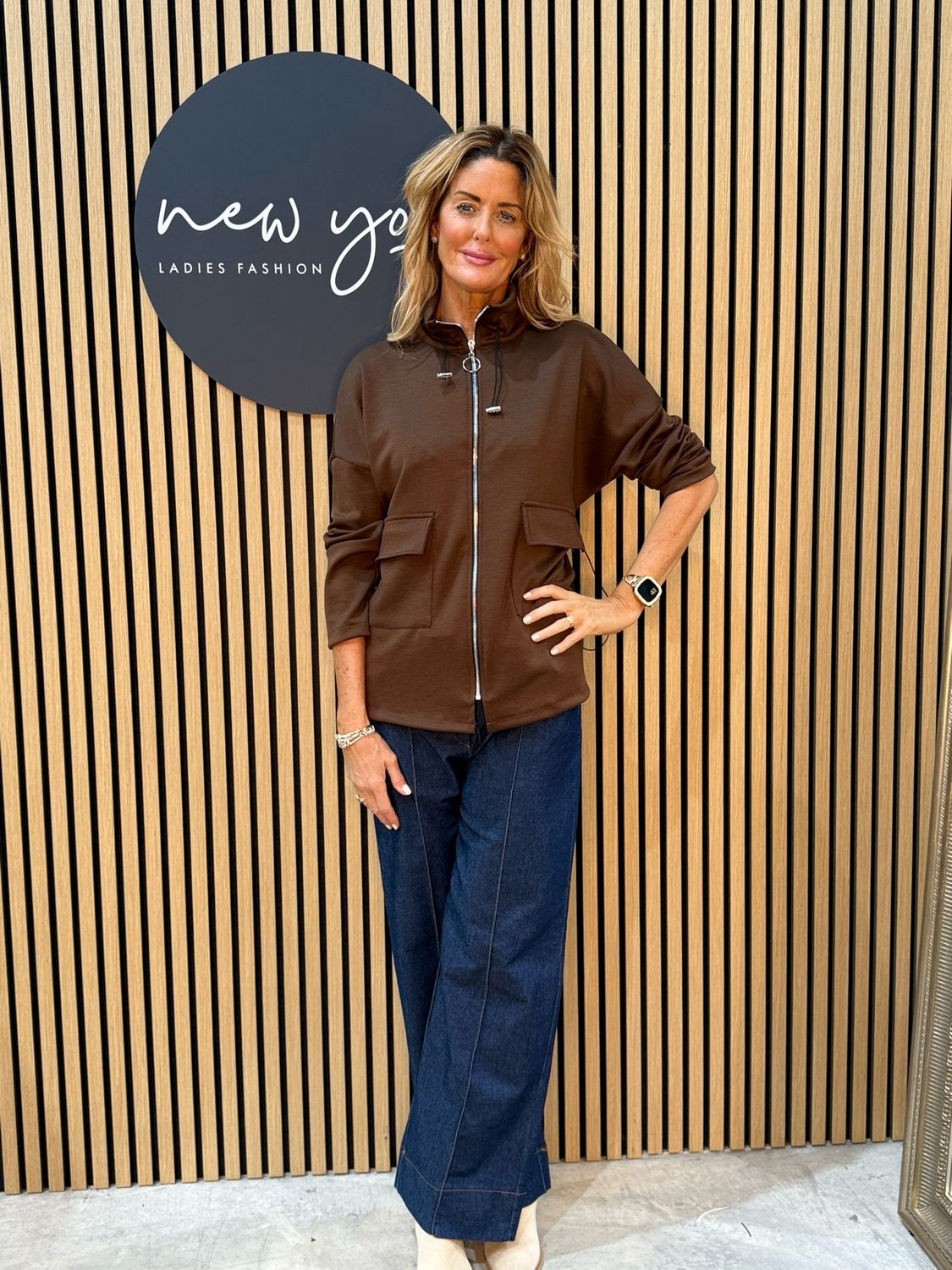 Cara - Zip Front Utility Jumper - Brown