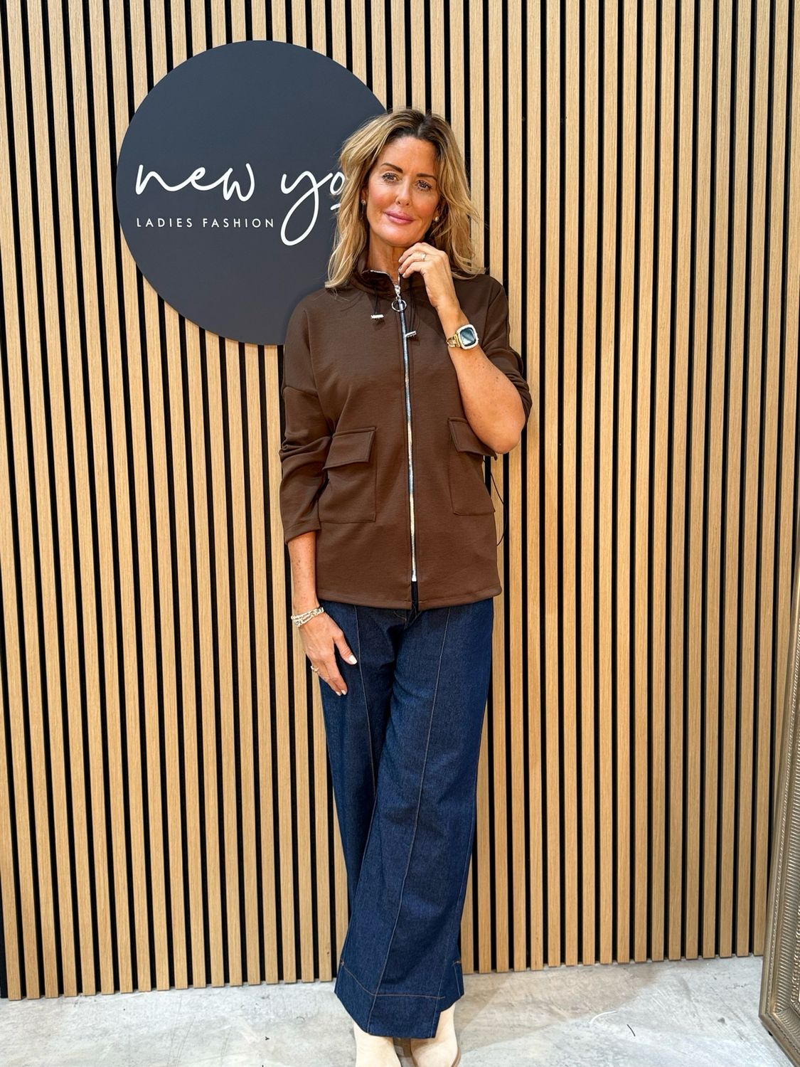 Cara - Zip Front Utility Jumper - Brown