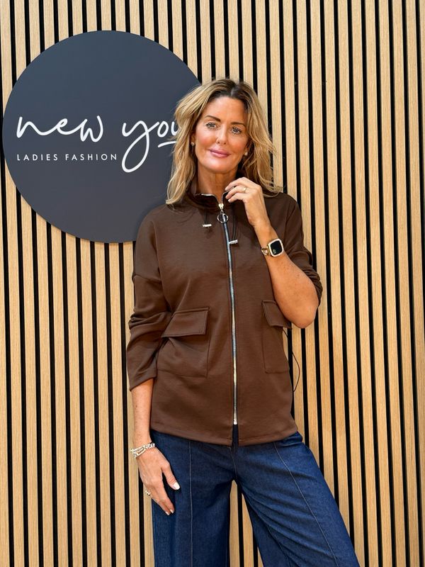 Cara - Zip Front Utility Jumper - Brown