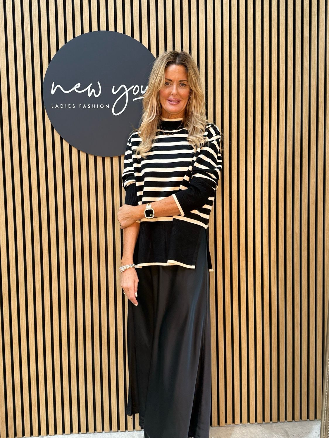 Nora - Relaxed Fit Knit Jumper - Cream/Black