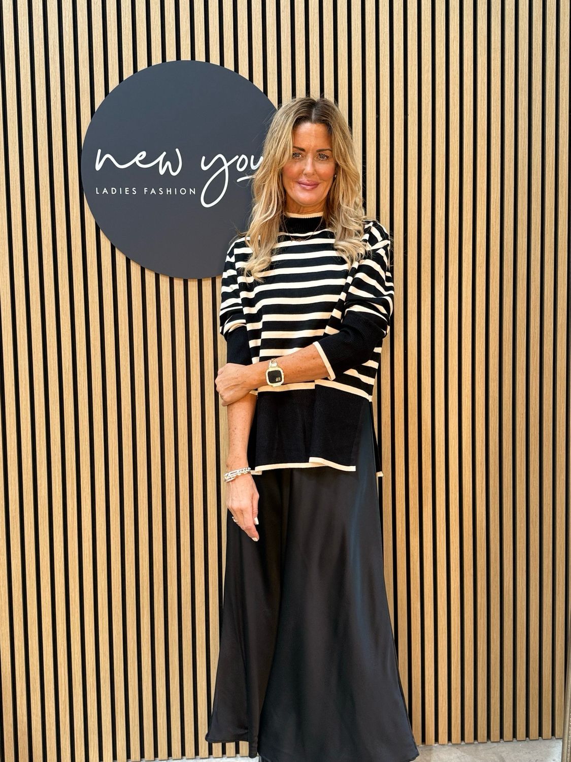 Nora - Relaxed Fit Knit Jumper - Cream/Black