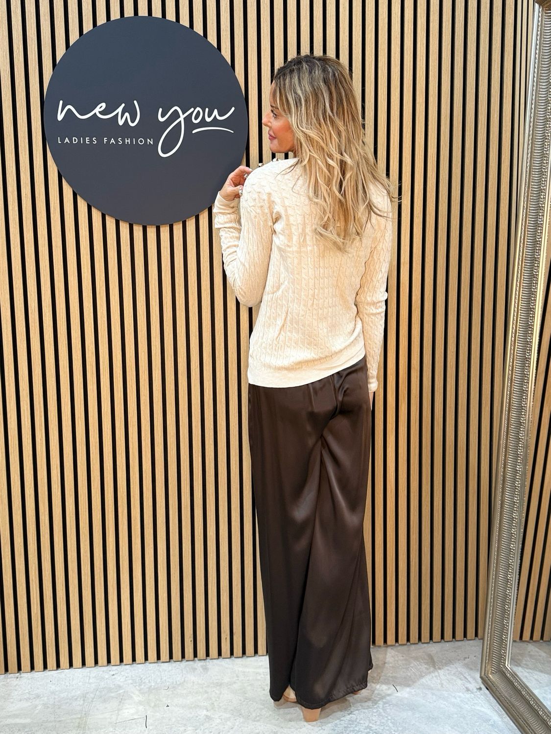 High Waisted Pleated Palazzo Pants - Brown