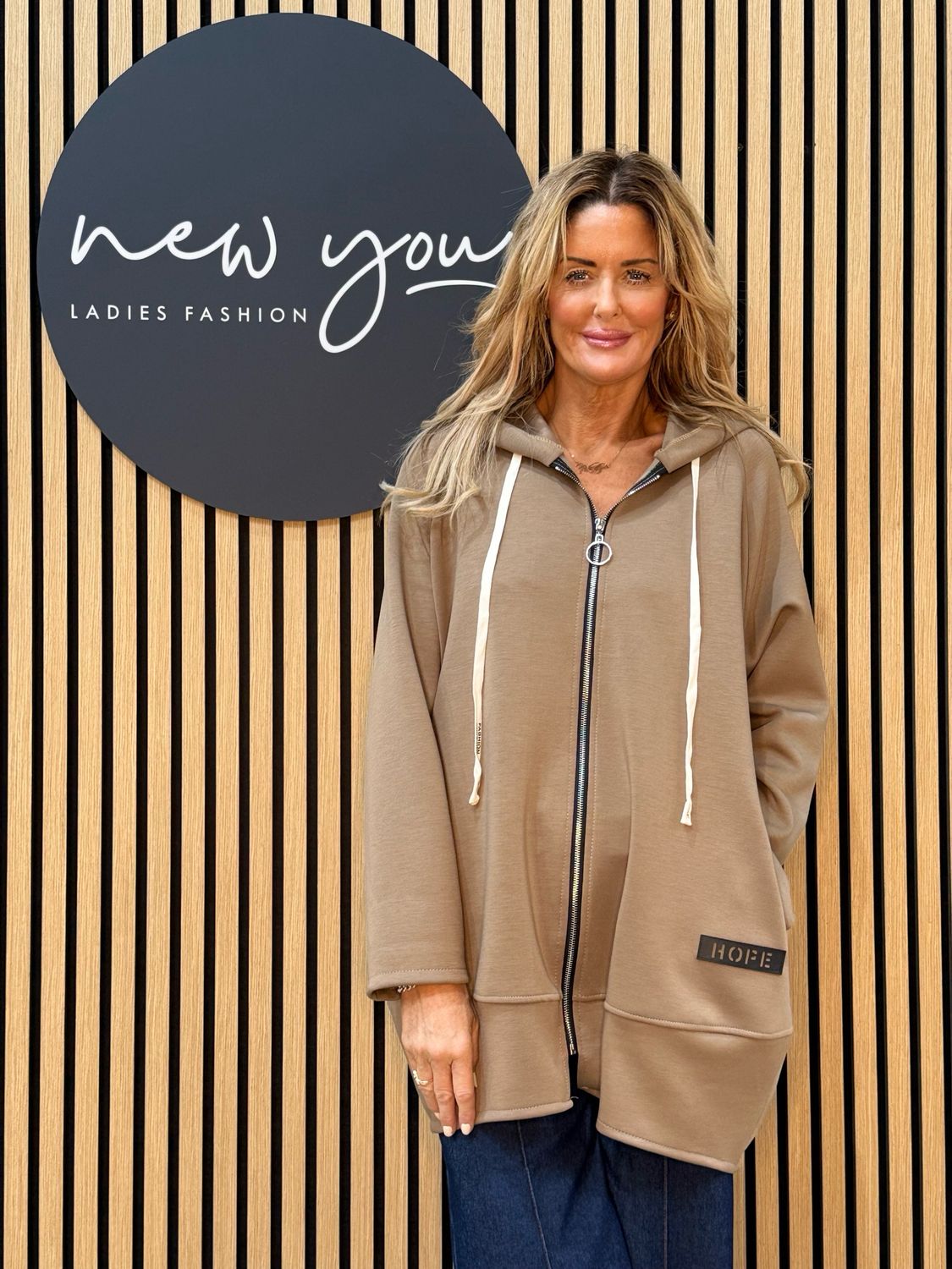 Hope - Zip Front Hooded Jacket - Taupe