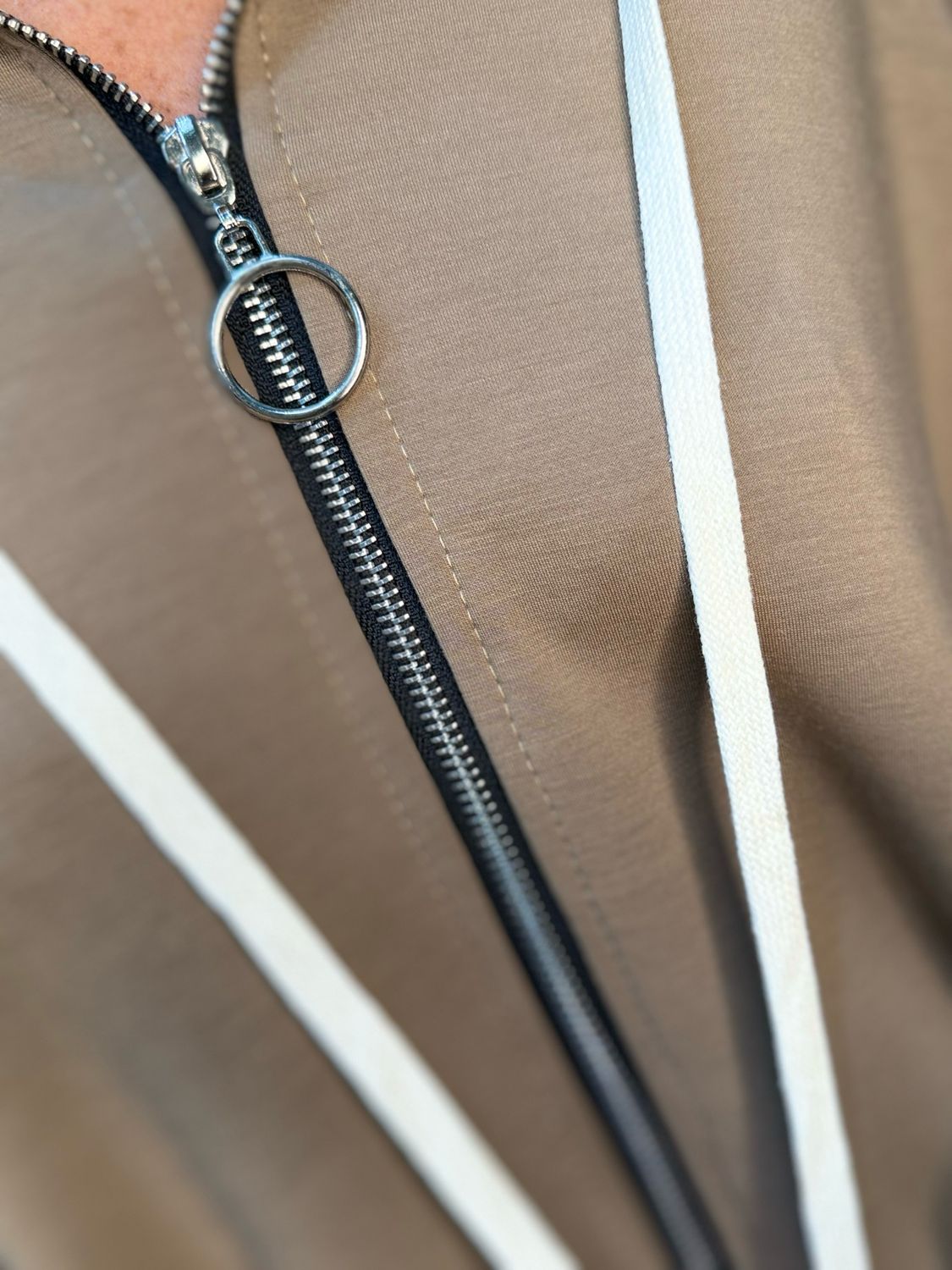 Hope - Zip Front Hooded Jacket - Taupe