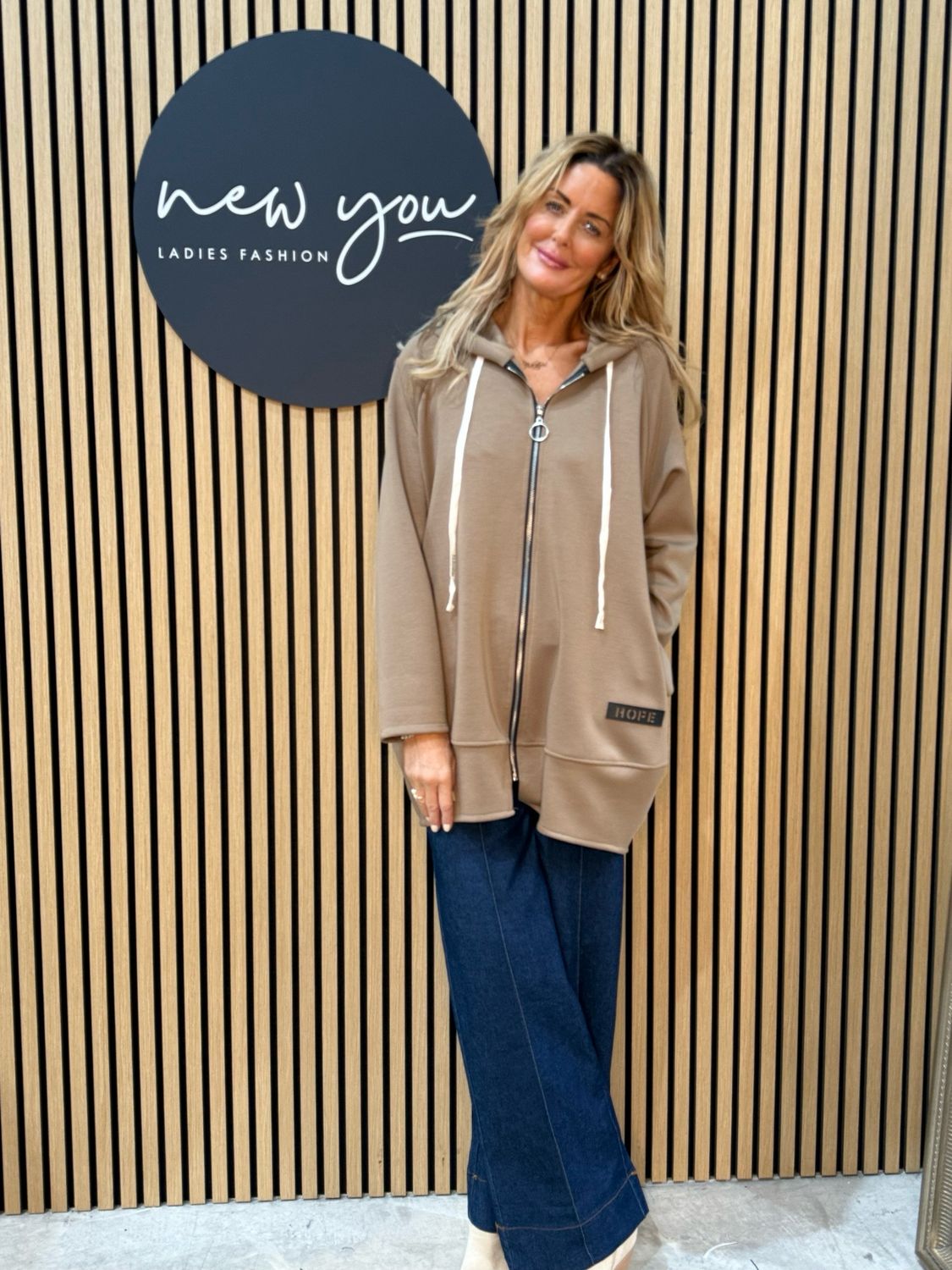 Hope - Zip Front Hooded Jacket - Taupe