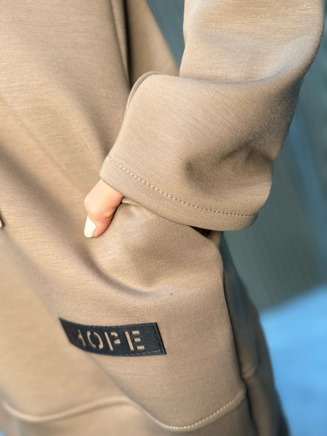 Hope - Zip Front Hooded Jacket - Taupe
