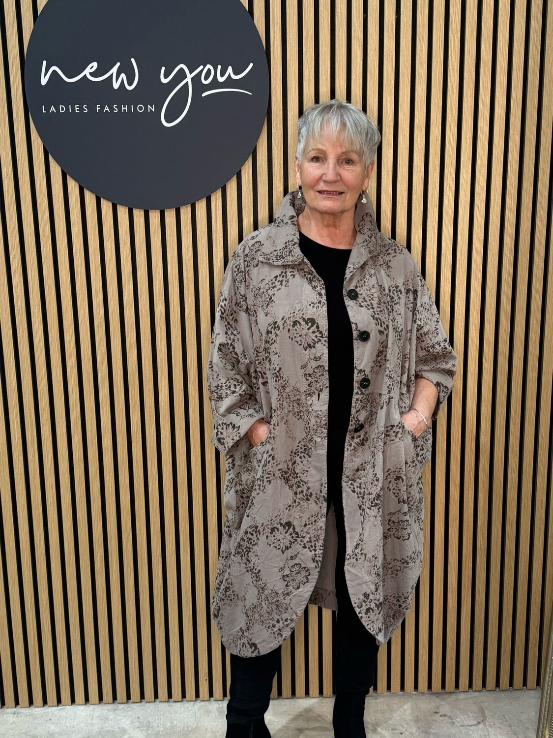 Floral Oversize Jacket - Taupe