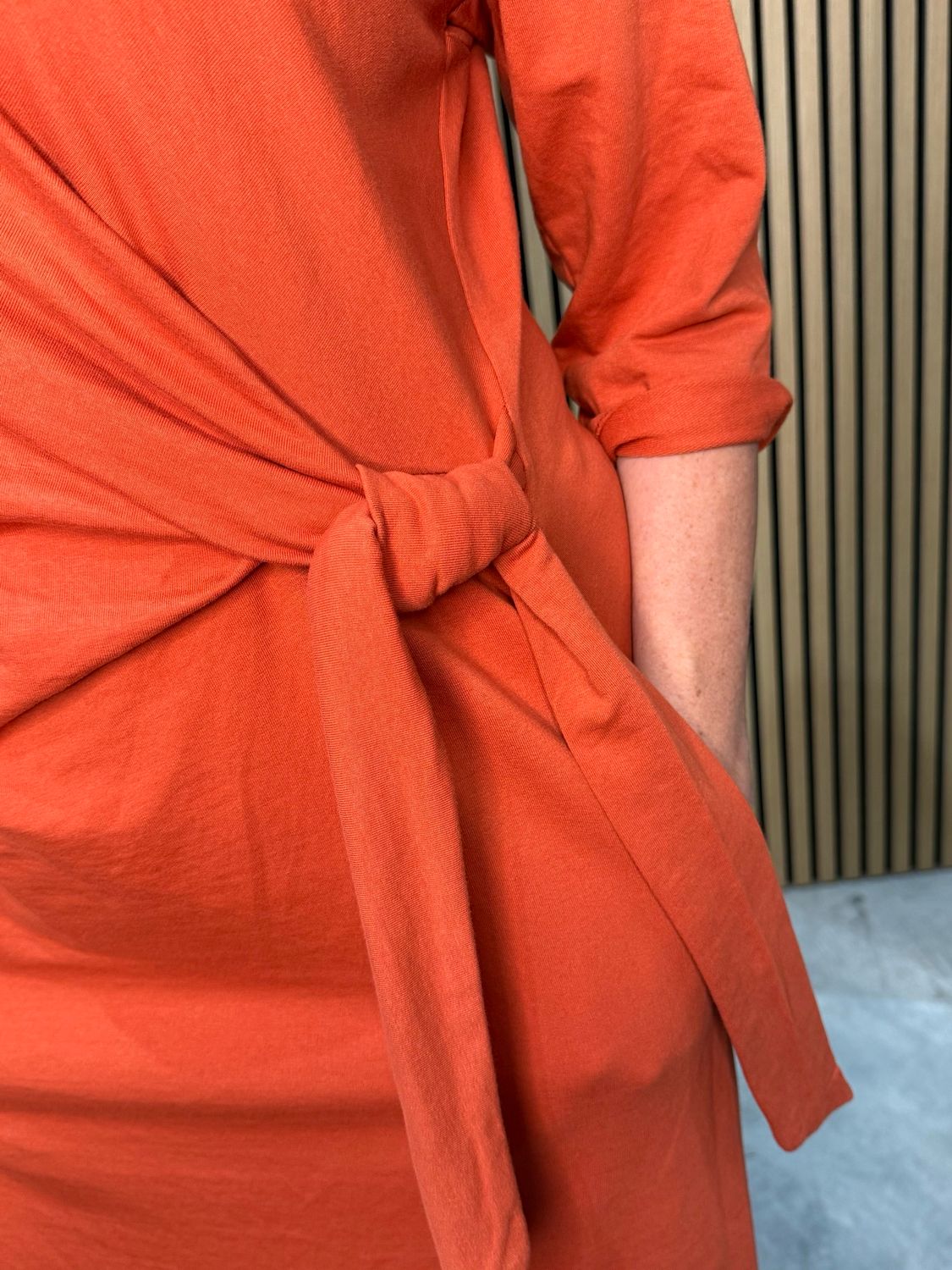 Stella Milani - Side Tie Midi Dress - Orange