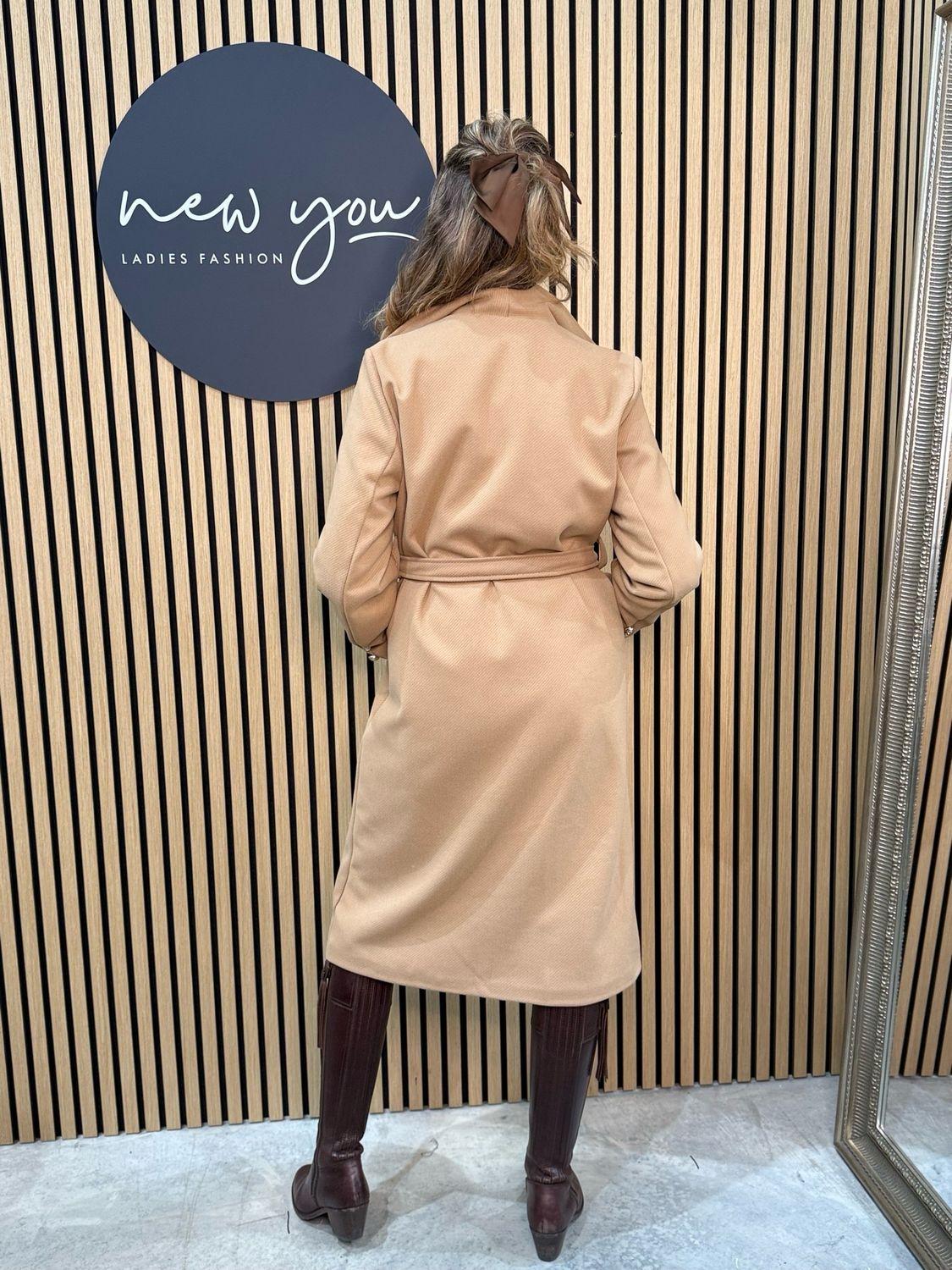Double Breasted Belted Coat - Camel
