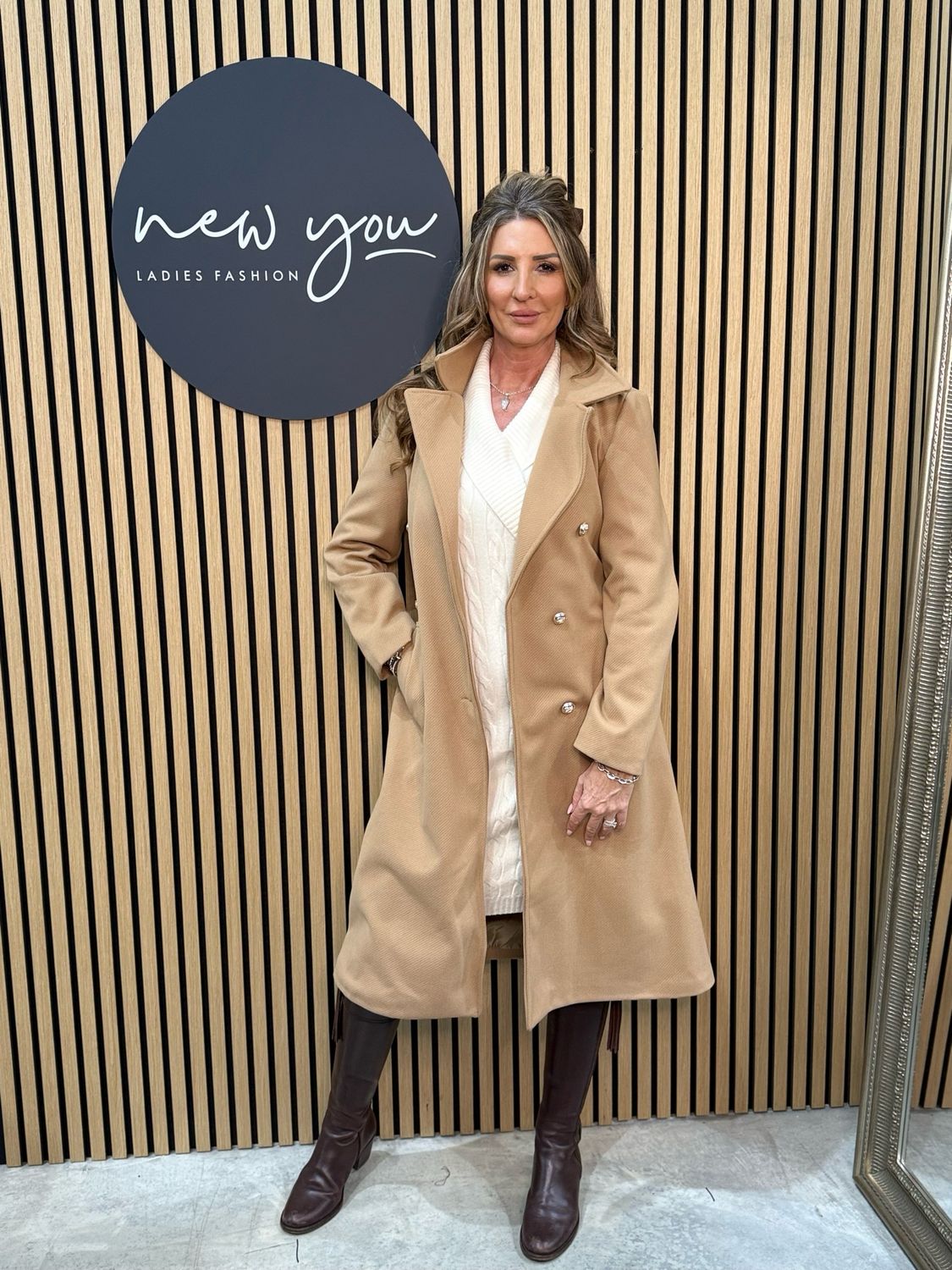 Double Breasted Belted Coat - Camel