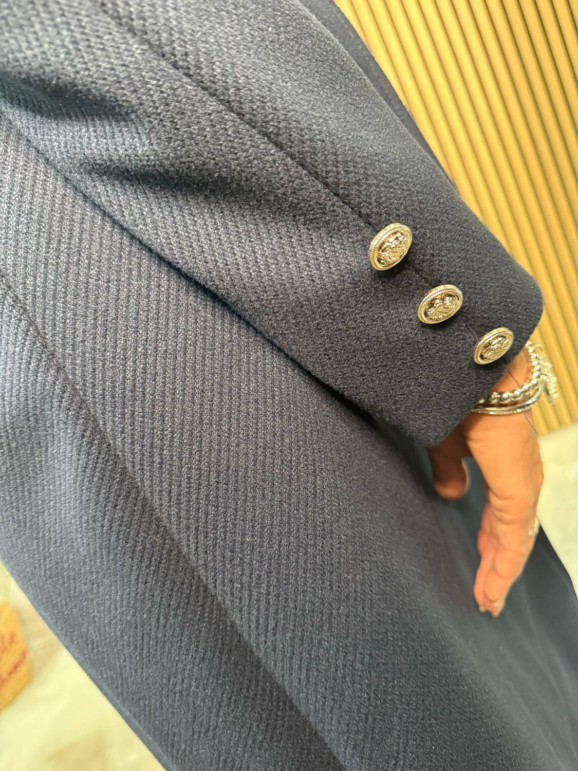 Double Breasted Belted Coat - Navy