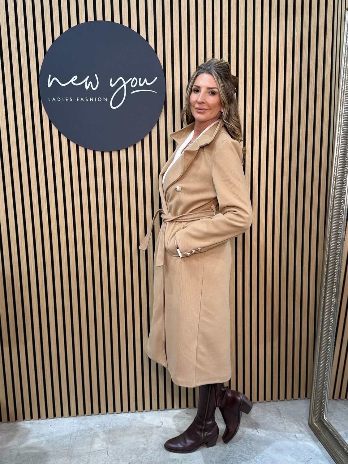 Double Breasted Belted Coat - Camel