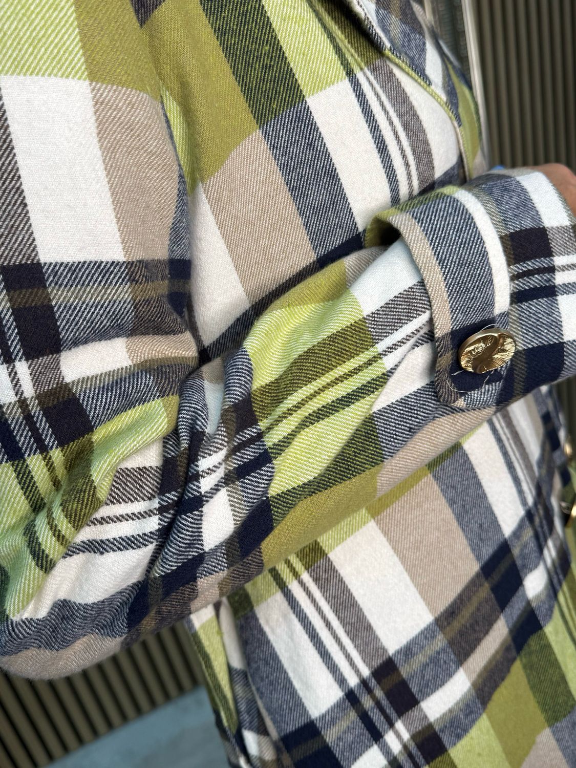 Checked Trench Coat - Green