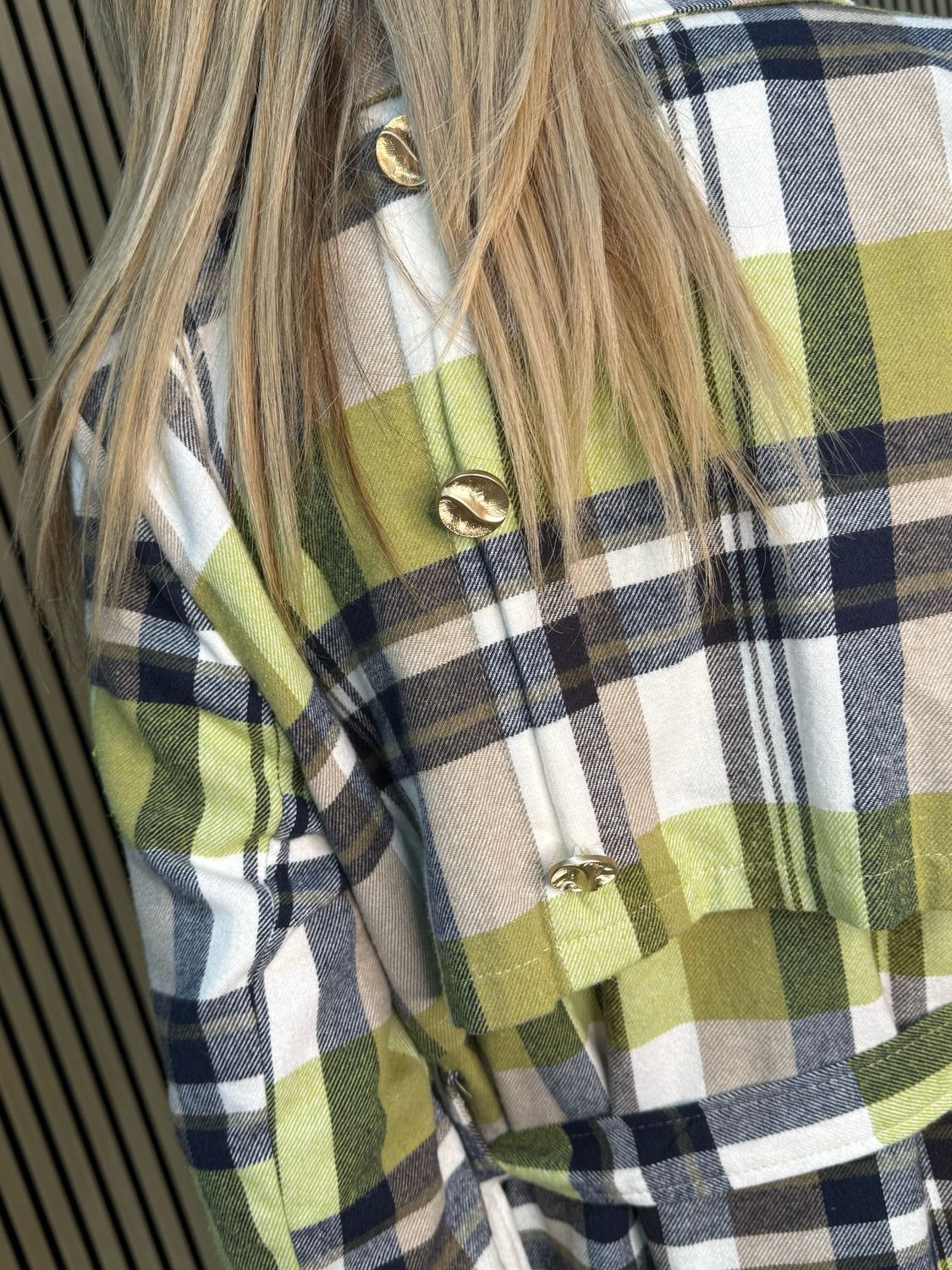 Checked Trench Coat - Green