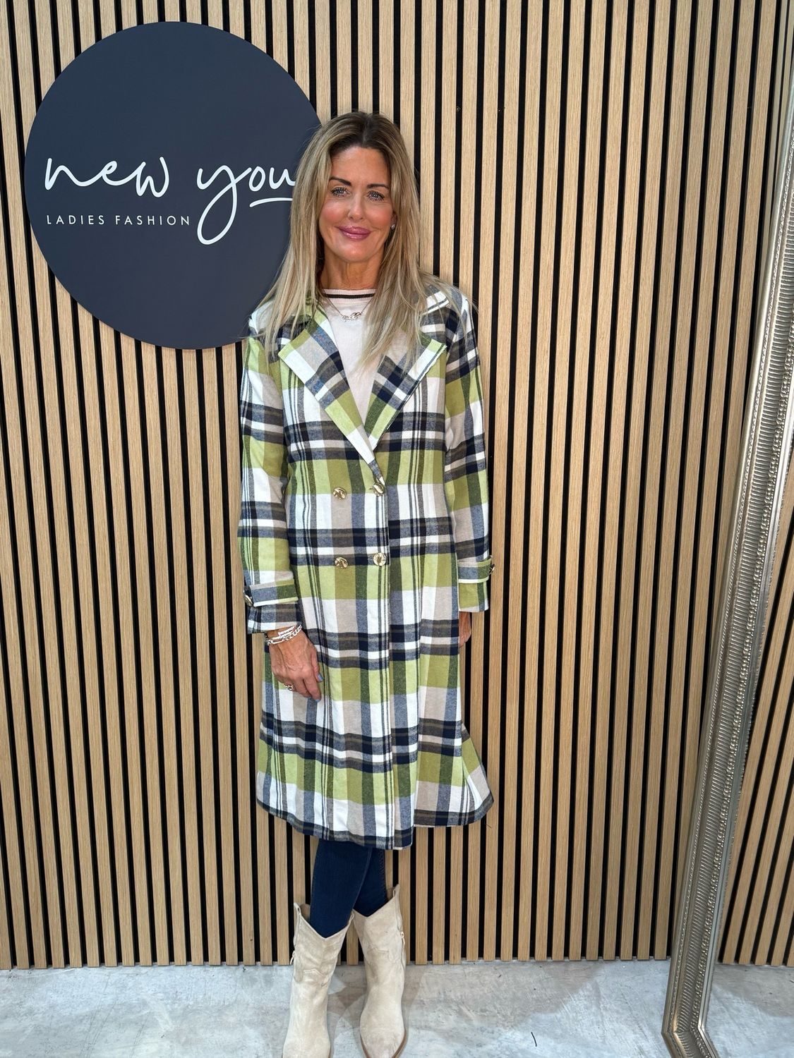 Checked Trench Coat - Green