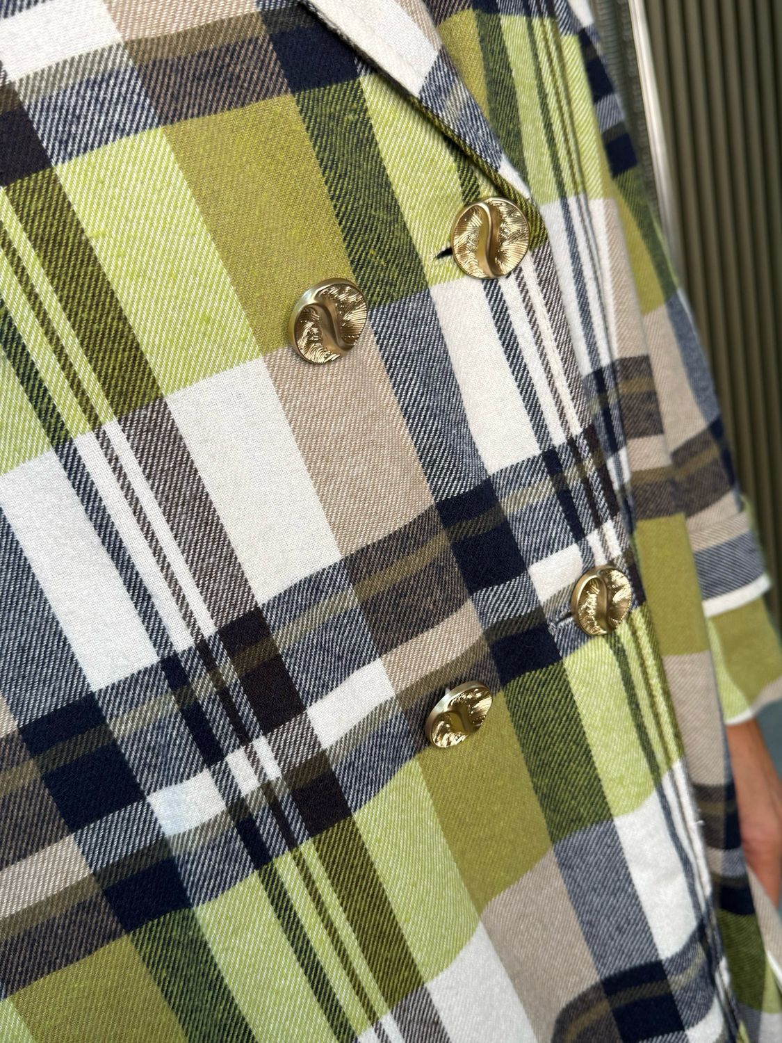 Checked Trench Coat - Green