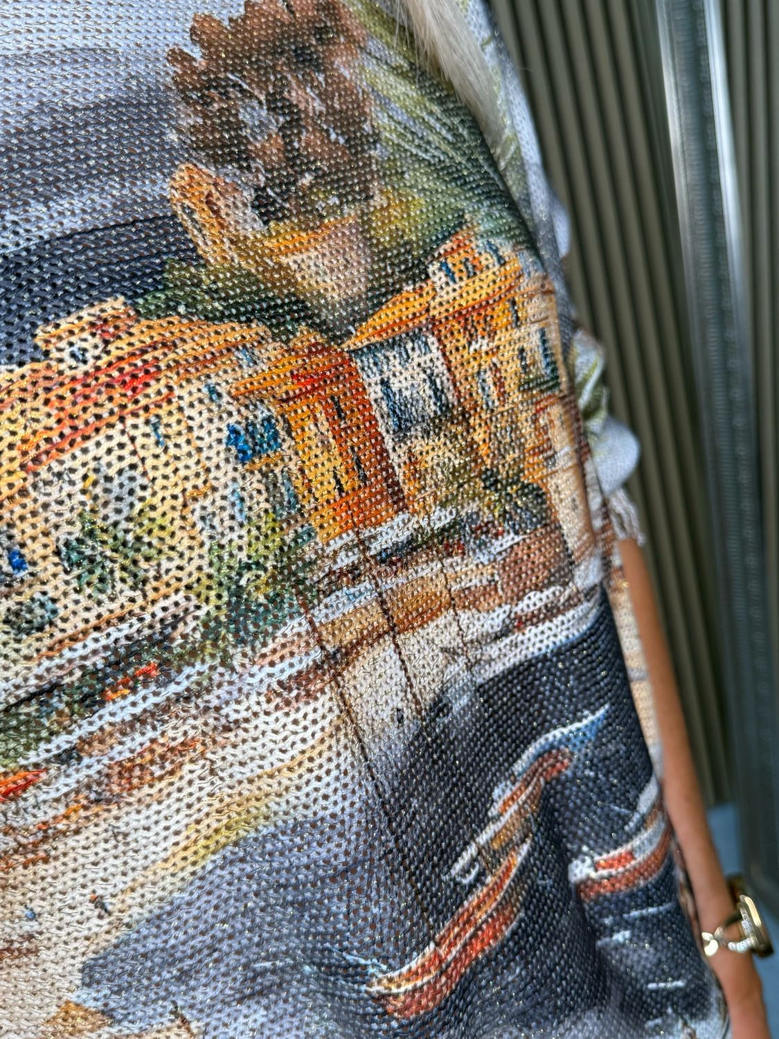 Scenic Print Batwing Top - Black