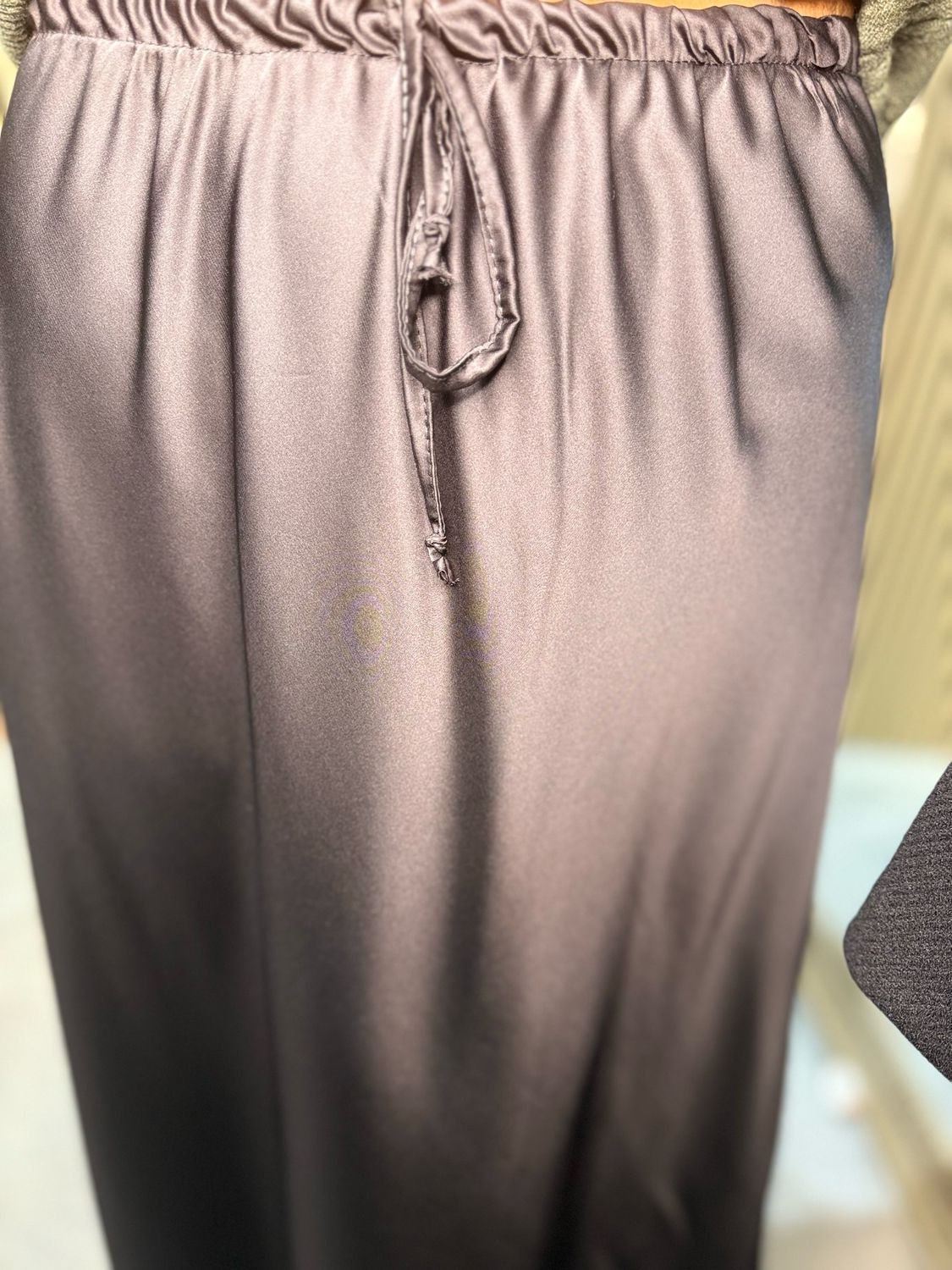 Satin Midi Skirt - Black