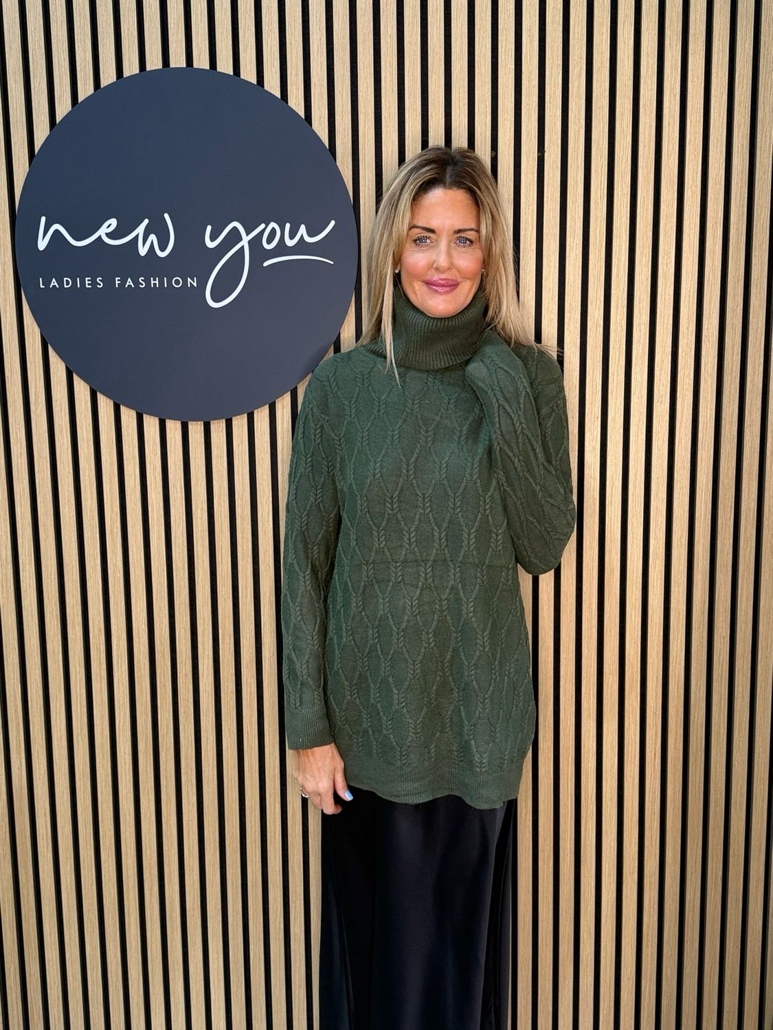 Cable Knit Polo Jumper - Khaki