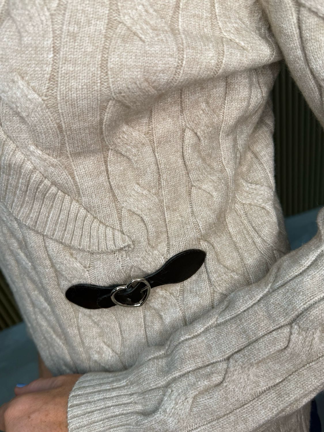 Cable Knit Wrap Jumper - Beige