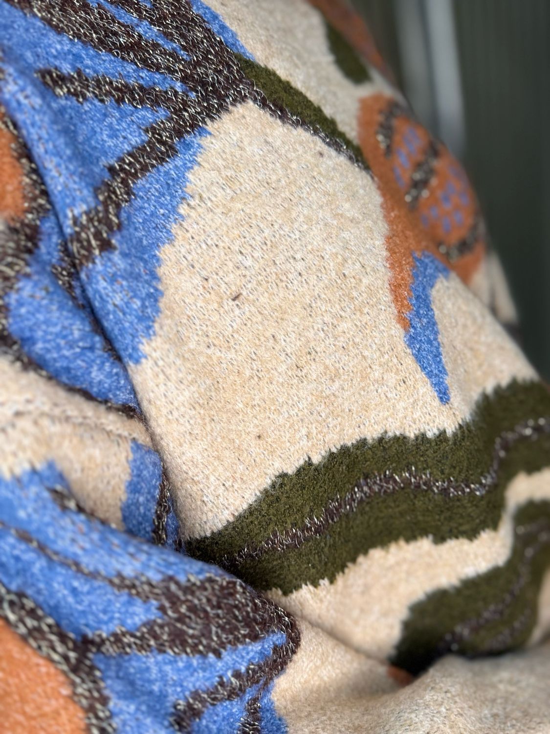 Bold Floral Knit Jumper - Coffee/orange