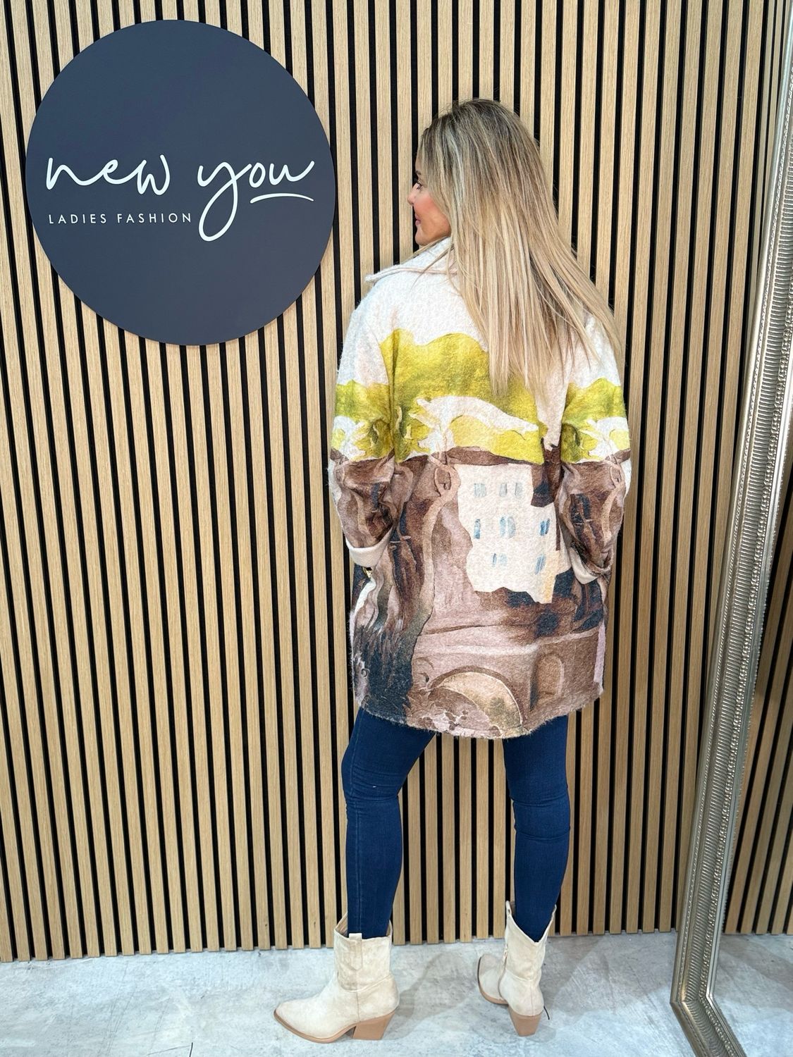 Abstract Print Coat - Beige