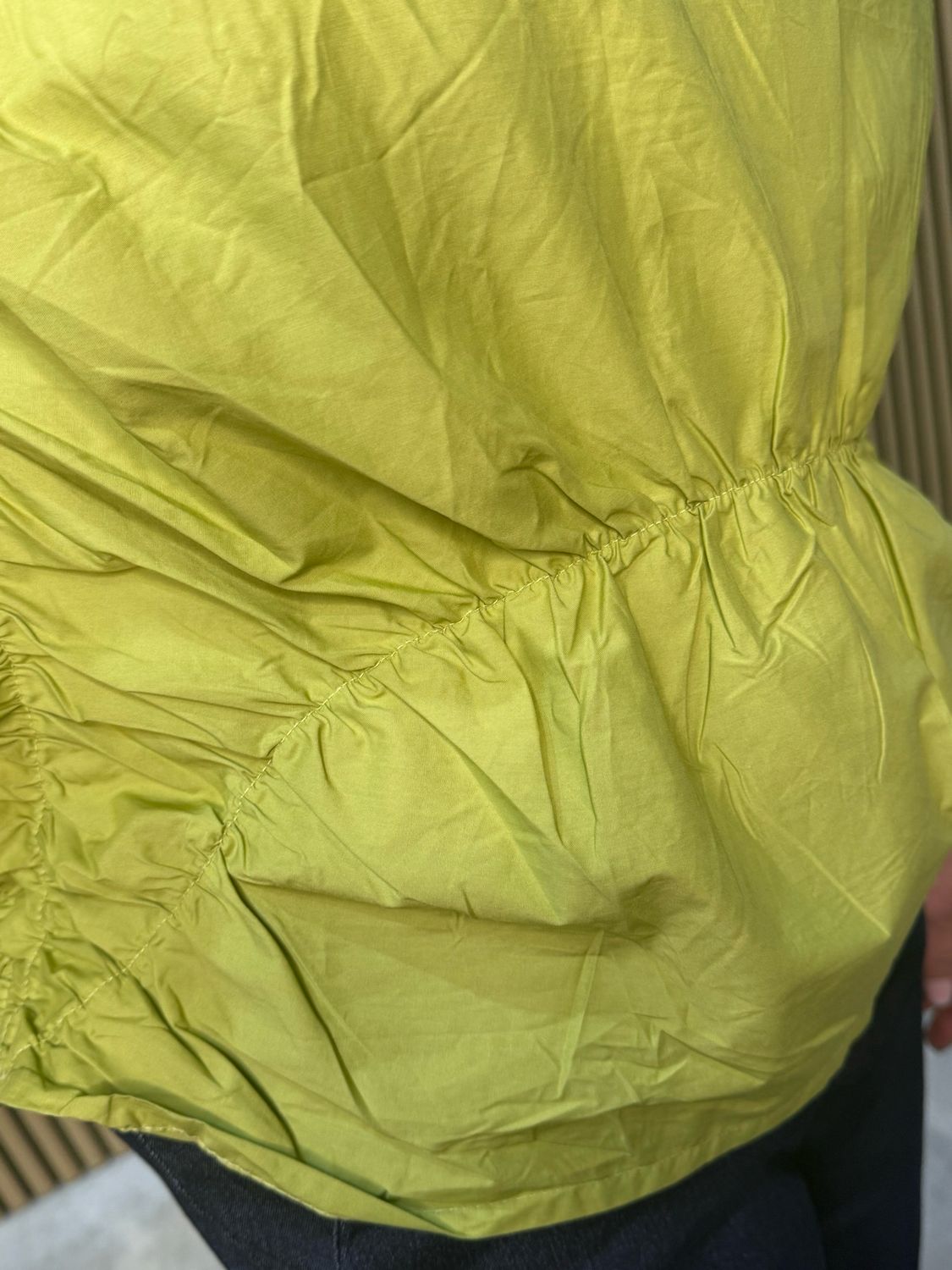 Stella Milani - Ruched Sleeve Cotton Top - Lime