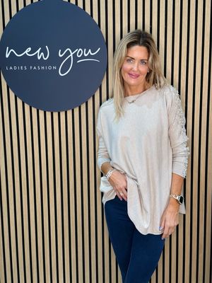 Pearl Sleeve Jumper - Beige